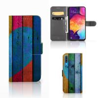 Samsung Galaxy A50 | Book Style Case | Wood Heart - Cadeau voor je Vriend