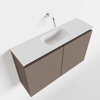 Toiletmeubel Mondiaz Ture | 80 cm | Meubelkleur Smoke | Eden wastafel Talc Midden | Zonder kraangat