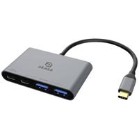 Akasa USB Type-C 4-In-1 Hub USB-C (USB 3.2 Gen 2) multiport hub 4 poorten Met USB-C stekker, Met snellaadpoort Aluminium (geëloxeerd)