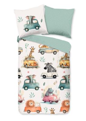 Good Morning Kinderdekbedovertrek "dieren in auto's" - Multi - (135x200 cm) - Katoen Good Morning Kinderdekbedovertrek "dieren in auto's" - Multi - (135x200 cm) - Katoen