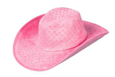 Cowboyhoed roze met strass steentjes
