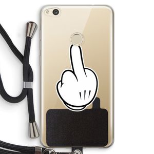 Middle finger white: Huawei Ascend P8 Lite (2017) Transparant Hoesje met koord