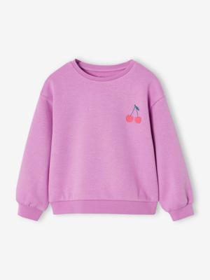 Basic meisjessweater met motief paars