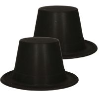 Zwarte hoge goochelaars hoed voor kinderen - hoofdomvang 45 cm
