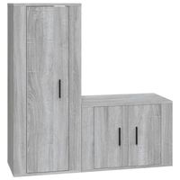 The Living Store televisiekastenset - grijs sonoma eiken - bewerkt hout - 57 x 34.5 x 40 cm / 40 x 34.5 x 100 cm