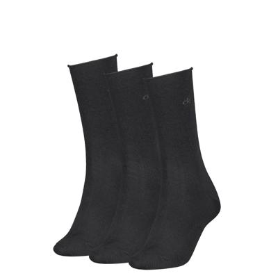 Calvin Klein Sokken Dames Roll Top 3-pack Zwart-35/38