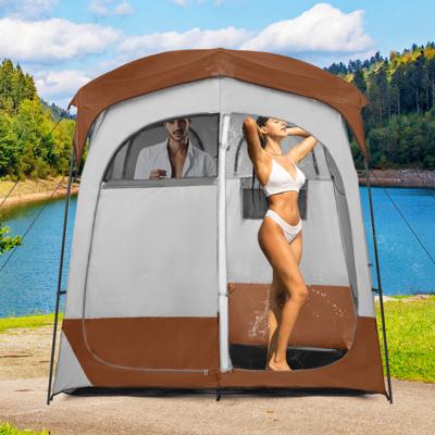 Douchetent met 2 Kamers & Afneembare Regenkap & Binnentasche Toilettent Bruin