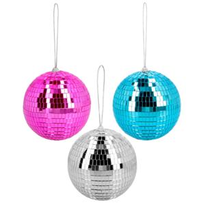 Disco spiegelballen set 3x stuks - mix kleuren - Dia 15 cm - Seventies/eighties thema versiering