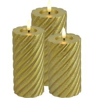 Countryfield LED stompkaarsen -set 3x -goud - H12,5, H15 en H20 - LED kaarsen