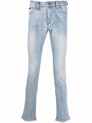 Philipp Plein jean slim à plaque logo - Bleu