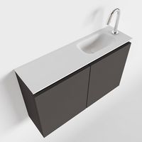 Toiletmeubel Mondiaz Ture | 80 cm | Meubelkleur Dark grey | Eden wastafel Talc Rechts | 1 kraangat