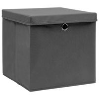 The Living Store Opvouwbare Opbergboxen - Grijs - 28 x 28 x 28 cm - Nonwoven Stof - thumbnail