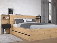 Kofferbed SAMMY 140x190 cm artisan eik/zwart met hoofdeinde en nachtkastjes