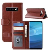 R64 textuur één fold horizontale Flip lederen case voor Galaxy S10 met houder & kaartsleuven & portemonnee (bruin)