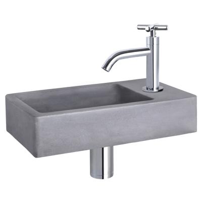 Differnz Force fonteinset beton donkergrijs - kraan kruis - 40 x 22 x 8 cm - chroom