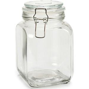 Voorraadpot/bewaarpot - Caja - 1.2L - glas - met beugelsluiting - D11 x H17 cm