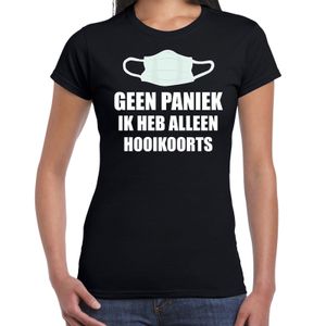 Geen paniek ik heb alleen hooikoorts t-shirt zwart voor dames