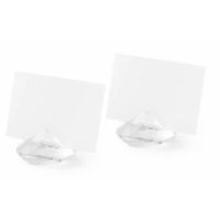 Naamkaartjes houders diamant vorm - set van 4x - transparant - voor bruiloft tafelschikking Naamkaartjes houders diamant vorm - set van 4x - transparant - voor bruiloft tafelschikking