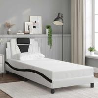 Bedframe "Viana" zonder matras kunstleer zwart en wit 90x190 cm