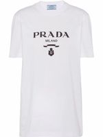 Prada t-shirt à logo brodé - Blanc