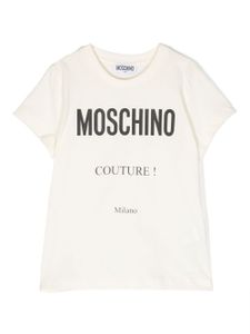 Moschino Kids logo-print cotton T-shirt - Tons neutres