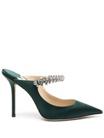 Jimmy Choo Bing 100mm crystal-embellished mules - Vert - thumbnail