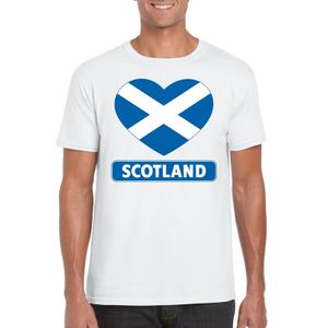 Schotland hart vlag t-shirt wit heren