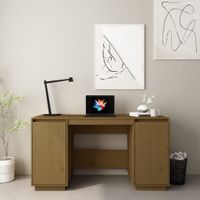 Bureau 140x50x75 cm massief grenenhout honingbruin