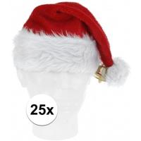 Pluche Kerstmuts - 25x - met bel - voor volwassenen - 57 cm