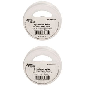 2x rollen nylon hobby draad wit 0.8 mm x 25 meter