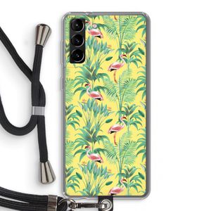Flamingo party: Samsung Galaxy S21 Plus Transparant Hoesje met koord