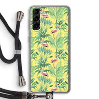 Flamingo party: Samsung Galaxy S21 Plus Transparant Hoesje met koord