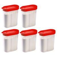 Voedselcontainer strooibus - 2x - rood - inhoud 1 liter - kunststof - 15 x 7 x 19 cm