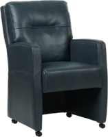 Blauwe leren landelijke eetkamerfauteuil Sharp - Granada leer Blue (blauw leer)