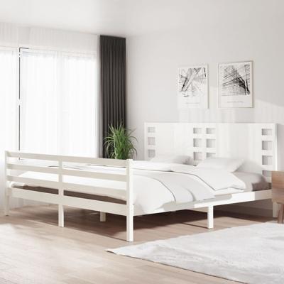 Bedframe zonder matras massief grenenhout wit 200x200 cm