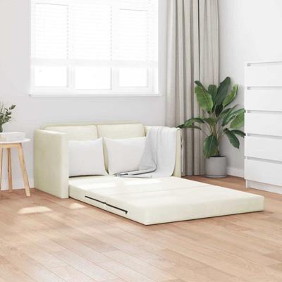 Vloerslaapbank met kussen Crème 122 x 70 x 60 cm Fluweel