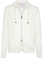 Brunello Cucinelli cardigan zippé à capuche - Blanc