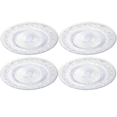 Onbreekbare Dinerborden - 6x - kunststof - kristal stijl - transparant - Dia 31 cm