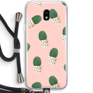 Cactusprint roze: Samsung Galaxy J3 (2017) Transparant Hoesje met koord