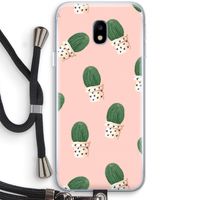 Cactusprint roze: Samsung Galaxy J3 (2017) Transparant Hoesje met koord
