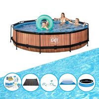 EXIT Zwembad Timber Style - Frame Pool ø360x76cm - Bundelpakket