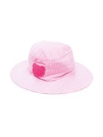 Moschino Kids chapeau en coton à rayures - Rose