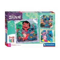 Clementoni legpuzzel super color vierkant disney stitch, 3x48st.