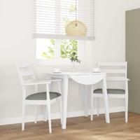 Eetkamerstoelen met kussens 2 stuks wit massief hout rubber Eetkamerstoelen met kussens 2 stuks wit massief hout rubber