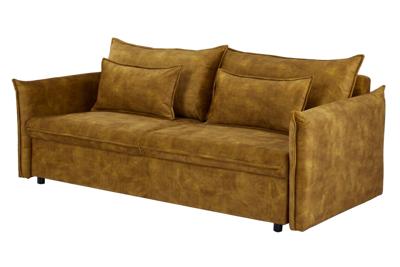 Slaapbank APPARTEMENT 215cm 3-zits fluweel mosterdgeel - 47134