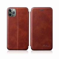 Voor iPhone 11 Pro TPU + PU geïntegreerde spanning magnetische kaarthouder retro lederen draagtas (bruin)