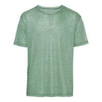 Linnen-jersey T-shirt met ronde hals, taxus-gestreept Maat: XL