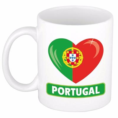 Hartjes vlag Portugal koffiemok - drink beker - white - 300 ml - supporters