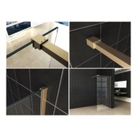 Wiesbaden Slim | profielset 200 cm + 120 cm stabilisatiestang | Incl.Glas- en muurkoppeling | Geborsteld messing - thumbnail