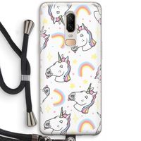 Rainbow Unicorn: OnePlus 6 Transparant Hoesje met koord